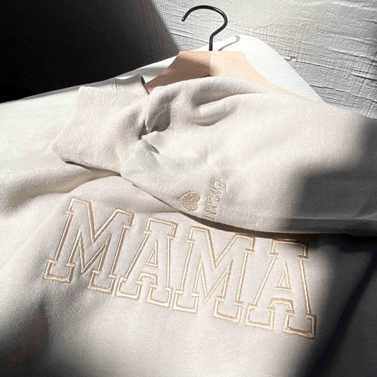 MAMA Varsity Crewneck with Personalized Sleeve Initial - ZEN l'atelier