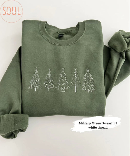 Embroidered Christmas Tree Sweatshirt | Christmas Gift