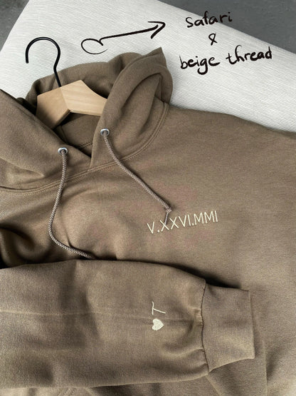 Personalized Couple Hoodies with Custom Initials and Roman Numerals | Thanksgiving & Christmas gift