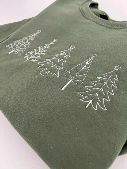 Embroidered Christmas Tree Sweatshirt | Christmas Gift